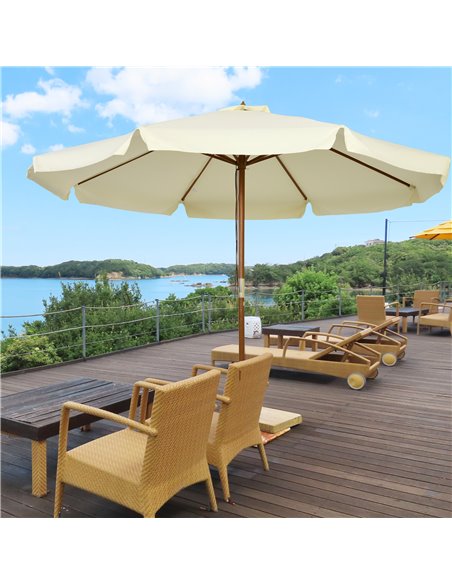 Outsunny 3.3(m) Patio Umbrella, Garden Parasol, Beige 84D-040BG - pic 49031 | FastDaddyshop