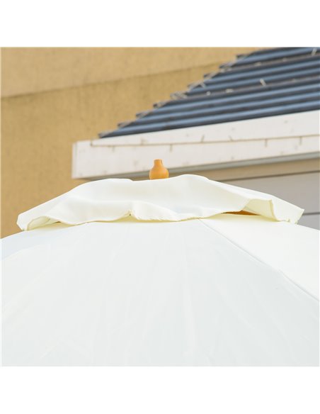 Outsunny 3.3(m) Patio Umbrella, Garden Parasol, Outdoor Sun Shade Canopy with 8 Bamboo Ribs, Ruffles and Wood Pole, Beige 84D-04 - pic 49037 | FastDaddyshop