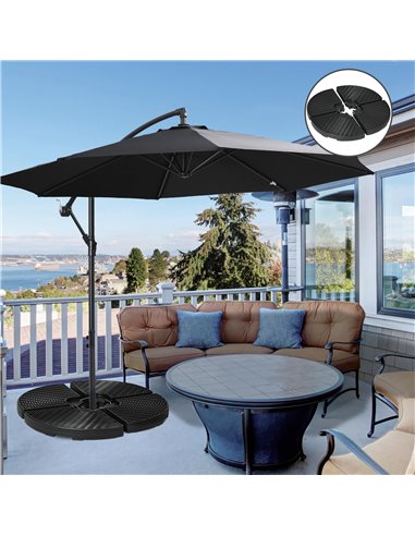Outsunny 4PCs Parasol Bases, Patio Umbrella Weights for Parasol, Wicker Effect HDPE Water and Sand Filled Garden Umbrella Base w