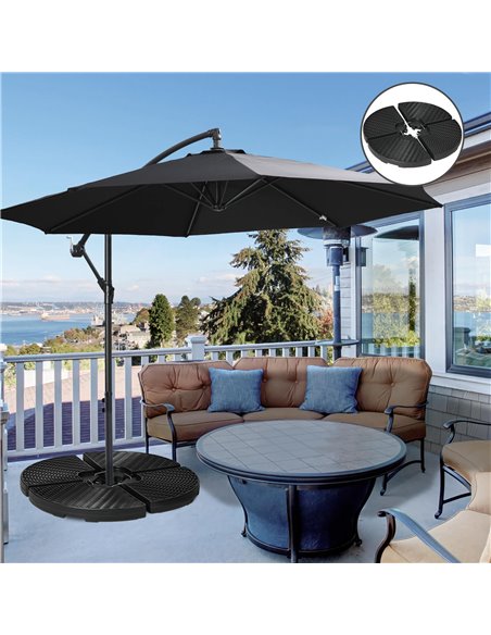 Outsunny 4PCs Parasol Bases, Patio Umbrella Weights for Parasol, Wicker Effect HDPE Water and Sand Filled Garden Umbrella Base w - pic 49040 | FastDaddyshop