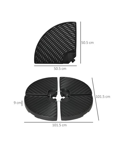 Outsunny 4PCs Parasol Bases, Patio Umbrella Weights for Parasol, Wicker Effect HDPE Water and Sand Filled Garden Umbrella Base w - pic 49041 | FastDaddyshop