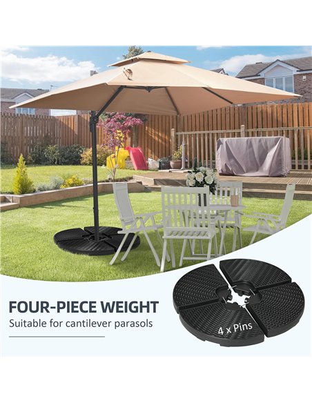 Outsunny 4PCs Parasol Bases, Patio Umbrella Weights for Parasol, Wicker Effect HDPE Water and Sand Filled Garden Umbrella Base w - pic 49042 | FastDaddyshop