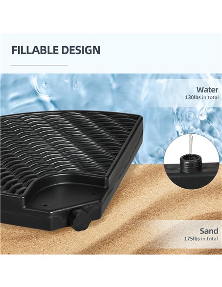 Outsunny 4PCs Parasol Bases, Patio Umbrella Weights for Parasol, Wicker Effect HDPE Water and Sand Filled Garden Umbrella Base w - pic 49043 | FastDaddyshop