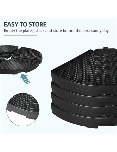 Outsunny 4PCs Parasol Bases, Patio Umbrella Weights for Parasol, Wicker Effect HDPE Water and Sand Filled Garden Umbrella Base w