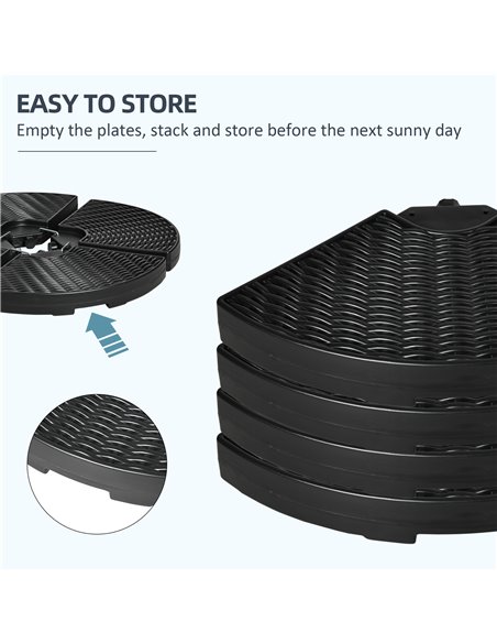 Outsunny 4PCs Parasol Bases, Patio Umbrella Weights for Parasol, Wicker Effect HDPE Water and Sand Filled Garden Umbrella Base w - pic 49045 | FastDaddyshop