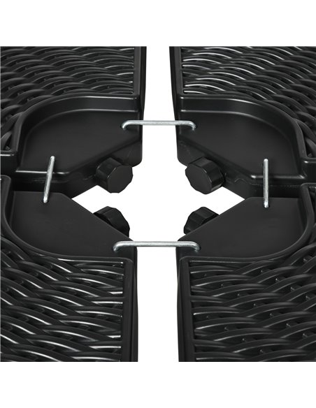 Outsunny 4PCs Parasol Bases, Patio Umbrella Weights for Parasol, Wicker Effect HDPE Water and Sand Filled Garden Umbrella Base w - pic 49046 | FastDaddyshop