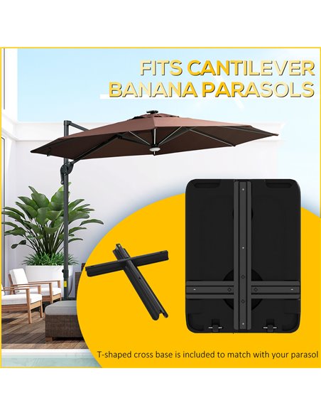 Outsunny Heavy Duty Parasol Base Plastic Umbrella Stand for Cantilever Banana Parasol with Wheels, Water and Sand Filled 84D-272 - pic 49051 | FastDaddyshop