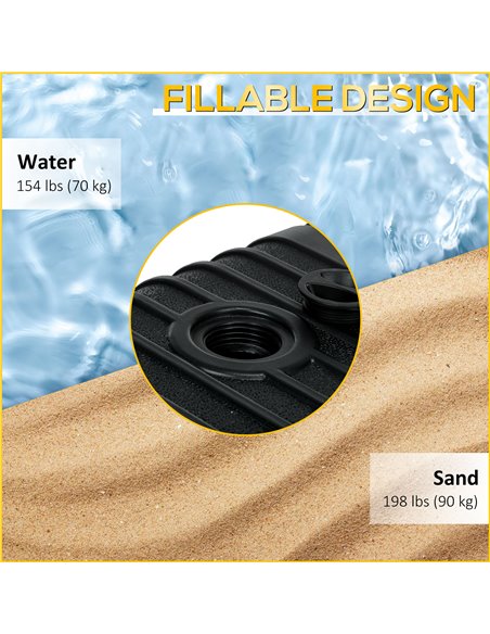 Outsunny Heavy Duty Parasol Base Plastic Umbrella Stand for Cantilever Banana Parasol with Wheels, Water and Sand Filled 84D-272 - pic 49052 | FastDaddyshop