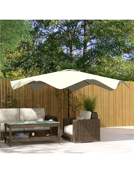 Outsunny 3 x 3 (m) Solar Patio Umbrella with LED and Tilt, Cream White 84D-328V00CW - pic 49058 | FastDaddyshop