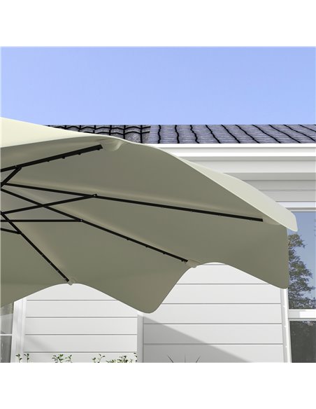 Outsunny Solar Patio Umbrella with LED and Tilt, Outdoor Market Table Umbrella Parasol with Crank, 3 x 3 (m), Cream White 84D-32 - pic 49065 | FastDaddyshop