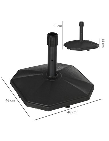 Outsunny 18kg Patio Parasol Base, Concrete Umbrella Base, 45.5cm Outdoor Umbrella Stand Holder for Parasol Poles 34mm, 38mm and 