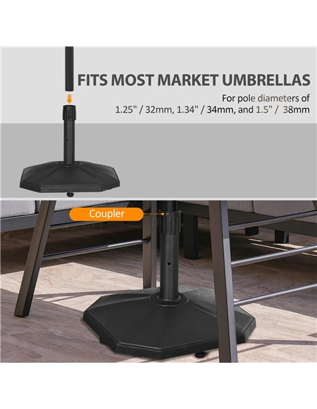 Outsunny 18kg Patio Parasol Base, Concrete Umbrella Base, 45.5cm Outdoor Umbrella Stand Holder for Parasol Poles 34mm, 38mm and  - pic 49069 | FastDaddyshop