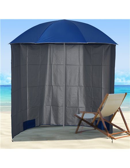 Outsunny 88" Arc 2.2M Fishing Umbrella Beach Parasol with Sides Brolly Shelter Canopy Shade with FREE Carry Bag Blue 84D-038BU - pic 49076 | FastDaddyshop