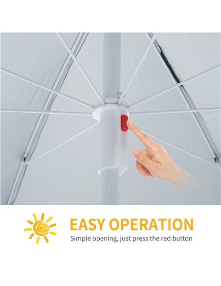 Outsunny 88" Arc 2.2M Fishing Umbrella Beach Parasol with Sides Brolly Shelter Canopy Shade with FREE Carry Bag Blue 84D-038BU - pic 49079 | FastDaddyshop