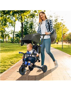 AIYAPLAY 3-in-1 Tricycle for Kids with Aluminium Frame, Baby Trike with Adjustable Push Handle, Canopy and Seat Angle for 18-48 