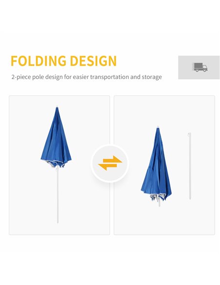 Outsunny 88" Arc 2.2M Fishing Umbrella Beach Parasol with Sides Brolly Shelter Canopy Shade with FREE Carry Bag Blue 84D-038BU - pic 49080 | FastDaddyshop