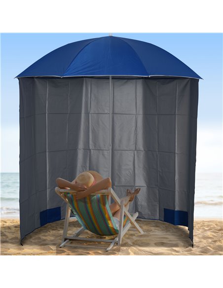Outsunny 88" Arc 2.2M Fishing Umbrella Beach Parasol with Sides Brolly Shelter Canopy Shade with FREE Carry Bag Blue 84D-038BU - pic 49083 | FastDaddyshop
