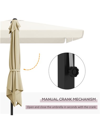 Outsunny 3(m) Cantilever Roma Parasol, Hanging Garden Parasol, Aluminium Square Patio Umbrella with Crank Handle and Tilt, Outdo