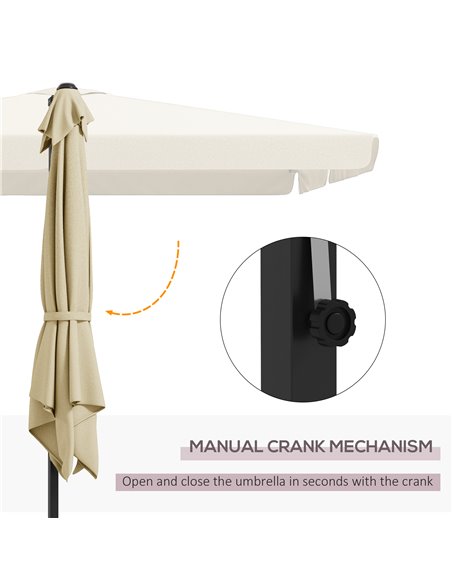 Outsunny 3(m) Cantilever Roma Parasol, Hanging Garden Parasol, Aluminium Square Patio Umbrella with Crank Handle and Tilt, Outdo - pic 49089 | FastDaddyshop