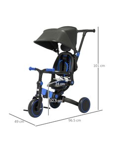 AIYAPLAY 3-in-1 Tricycle for Kids with Aluminium Frame, Baby Trike with Adjustable Push Handle, Canopy and Seat Angle for 18-48  2