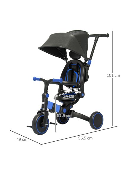 AIYAPLAY 3-in-1 Tricycle for Kids with Aluminium Frame, Baby Trike with Adjustable Push Handle, Canopy and Seat Angle for 18-48  - pic 4909 | FastDaddyshop