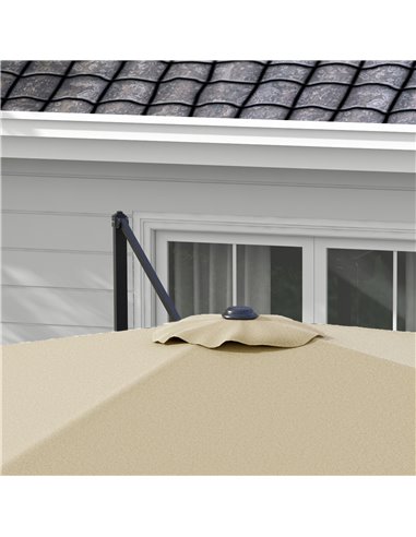 Outsunny 3(m) Cantilever Roma Parasol, Hanging Garden Parasol, Aluminium Square Patio Umbrella with Crank Handle and Tilt, Outdo