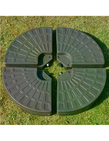 Outsunny 4-Piece Parasol Base Cantilever Offset Patio Umbrella Circular Base Stand w/Carry Handles, Water & Sand Filled 84D-124