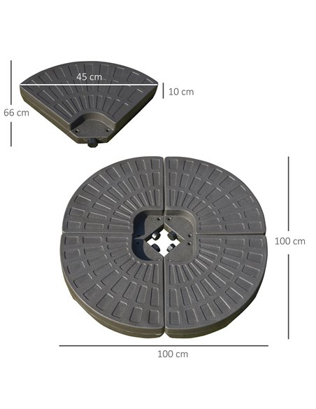 Outsunny 4-Piece Parasol Base Cantilever Offset Patio Umbrella Circular Base Stand w/Carry Handles, Water & Sand Filled 84D-124 - pic 49095 | FastDaddyshop