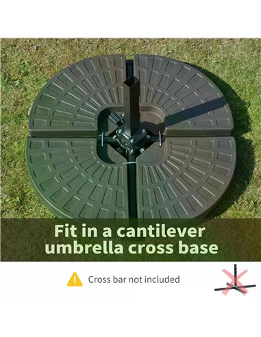 Outsunny 4-Piece Parasol Base Cantilever Offset Patio Umbrella Circular Base Stand w/Carry Handles, Water & Sand Filled 84D-124