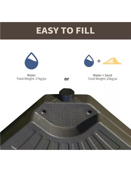 Outsunny 4-Piece Parasol Base Cantilever Offset Patio Umbrella Circular Base Stand w/Carry Handles, Water & Sand Filled 84D-124 - pic 49098 | FastDaddyshop