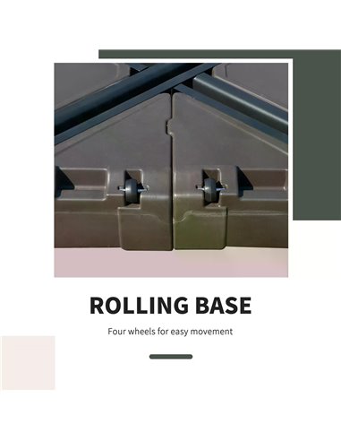 Outsunny Square Cantilever Patio Parasol Base Water or Sand Filled with Wheels Crossbar Heavy-Duty Umbrella Stand 84D-123