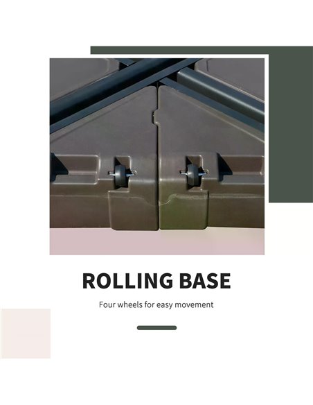 Outsunny Square Cantilever Patio Parasol Base Water or Sand Filled with Wheels Crossbar Heavy-Duty Umbrella Stand 84D-123 - pic 49105 | FastDaddyshop