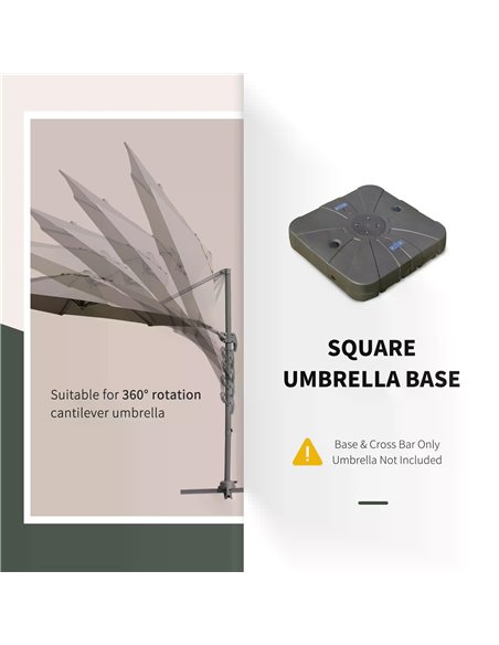 Outsunny Square Cantilever Patio Parasol Base Water or Sand Filled with Wheels Crossbar Heavy-Duty Umbrella Stand 84D-123 - pic 49106 | FastDaddyshop
