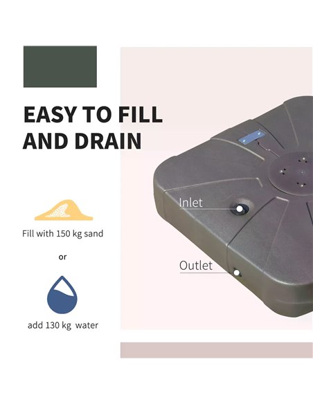 Outsunny Square Cantilever Patio Parasol Base Water or Sand Filled with Wheels Crossbar Heavy-Duty Umbrella Stand 84D-123 - pic 49107 | FastDaddyshop