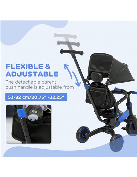 AIYAPLAY 3-in-1 Tricycle for Kids with Aluminium Frame, Baby Trike with Adjustable Push Handle, Canopy and Seat Angle for 18-48  - pic 4911 | FastDaddyshop