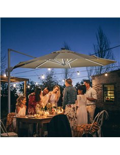 Outsunny 3m Square Outdoor Umbrella with LED Solar Light, Khaki 84D-110 2