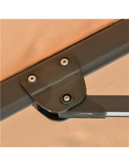 Outsunny 3m Square Outdoor Umbrella Adjustable Garden Sun Umbrella with LED Solar Light Cross Base Rotating Outdoor- Khaki 84D-1 - pic 49128 | FastDaddyshop