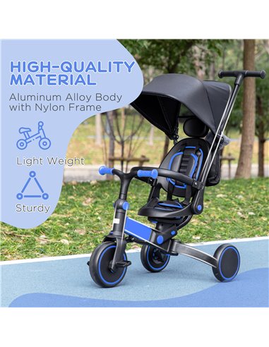AIYAPLAY 3-in-1 Tricycle for Kids with Aluminium Frame, Baby Trike with Adjustable Push Handle, Canopy and Seat Angle for 18-48 