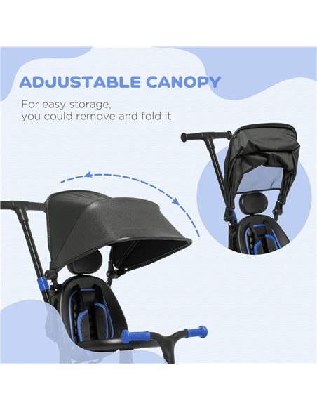 AIYAPLAY 3-in-1 Tricycle for Kids with Aluminium Frame, Baby Trike with Adjustable Push Handle, Canopy and Seat Angle for 18-48  - pic 4914 | FastDaddyshop