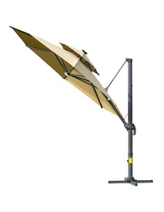 Outsunny 3m Cantilever Parasol with Solar Lights, Power Bank, 84D-109V01