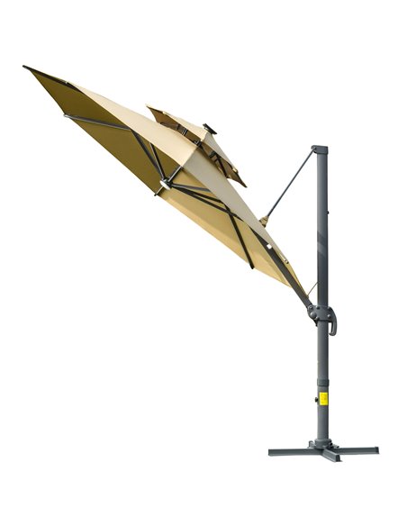 Outsunny 3m Cantilever Parasol with Solar Lights, Power Bank, 84D-109V01 - pic 49147 | FastDaddyshop