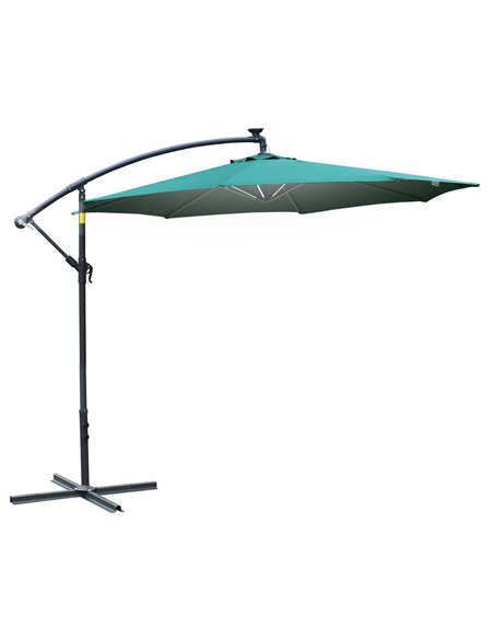 Outsunny 3m LED Cantilever Patio Banana Parasol, Green 84D-066GN - pic 49156 | FastDaddyshop