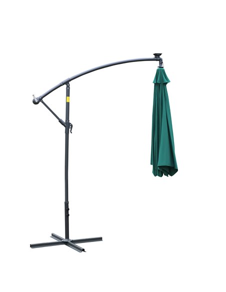 Outsunny 3m LED Cantilever Patio Banana Parasol w/ Crank Cross Base Hanging Offset Umbrella Frame Steel Aluminium Garden Table O - pic 49164 | FastDaddyshop