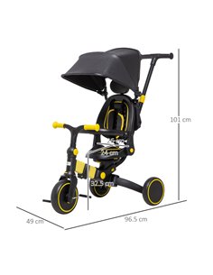AIYAPLAY 3-in-1 Tricycle for Kids with Aluminium Frame, Baby Trike with Adjustable Push Handle, Canopy and Seat Angle for 18-48  2