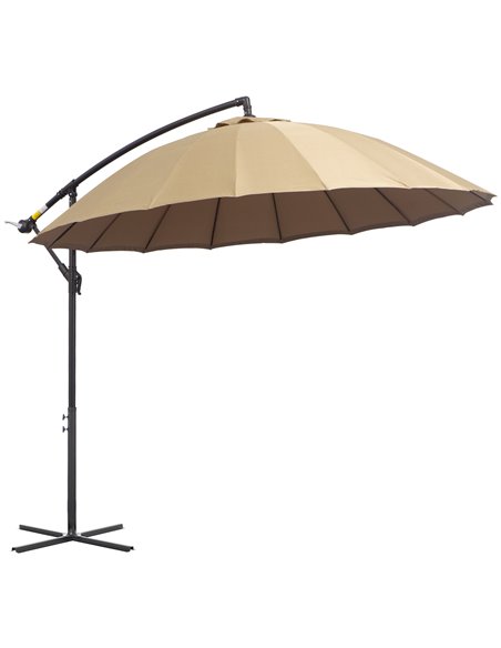 Outsunny 3(m) Cantilever Shanghai Parasol with Cross Base, Beige 84D-118 - pic 49174 | FastDaddyshop