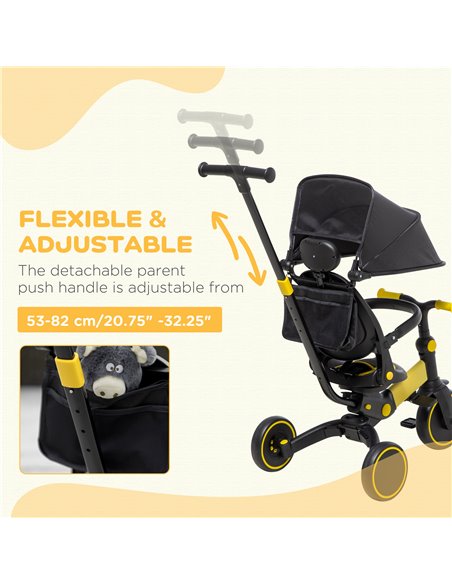 AIYAPLAY 3-in-1 Tricycle for Kids with Aluminium Frame, Baby Trike with Adjustable Push Handle, Canopy and Seat Angle for 18-48  - pic 4919 | FastDaddyshop