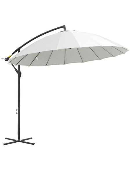 Outsunny 3(m) Cantilever Shanghai Parasol with Crank Handle Cross Base, Off-White - pic 49192 | FastDaddyshop