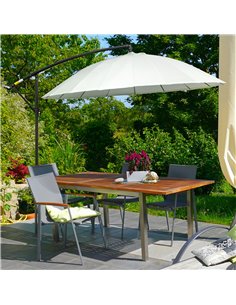 Outsunny 3(m) Cantilever Shanghai Parasol with Crank Handle Cross Base, Off-White 2