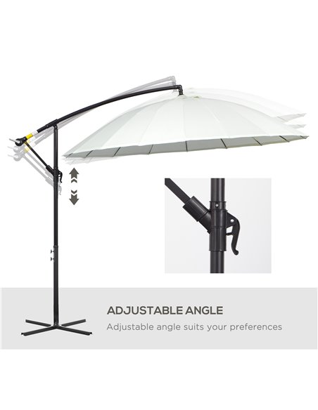 Outsunny 3(m) Cantilever Shanghai Parasol Garden Hanging Banana Sun Umbrella with Crank Handle, 18 Sturdy Ribs and Cross Base, O - pic 49196 | FastDaddyshop