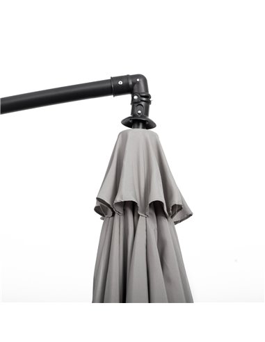 Outsunny 3(m) Cantilever Garden Hanging Banana Sun Umbrella with Crank Handle, 18 Sturdy Ribs and Cross Base, Grey 84D-118GY